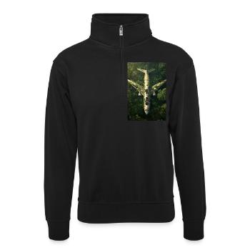 Abandoned Jungle Airplane Wreck - Unisex sweater with zip collar - black - Front