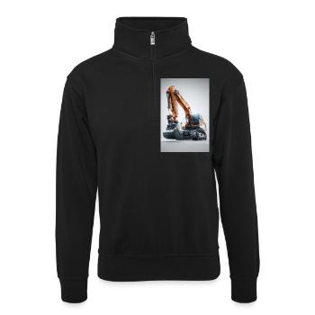 Excavatrice puissante - Sweat col montant zippé unisexe - noir - Devant
