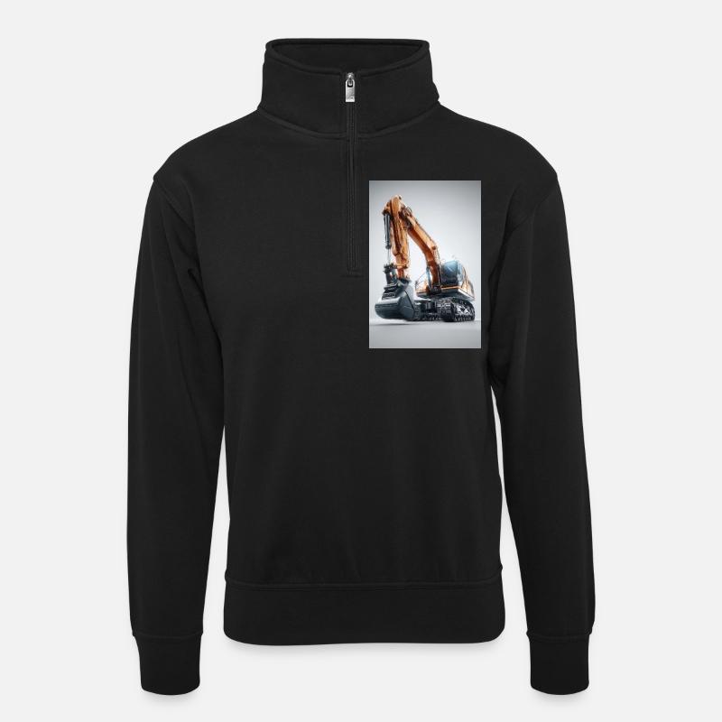 Leistungsstarke Baggermaschine - Unisex Pullover mit Zip-Kragen - Schwarz