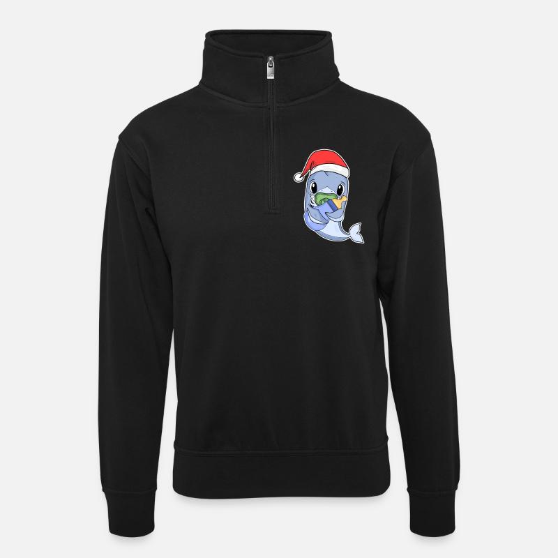 Requin bébé Noël - Sweat col montant zippé unisexe - noir