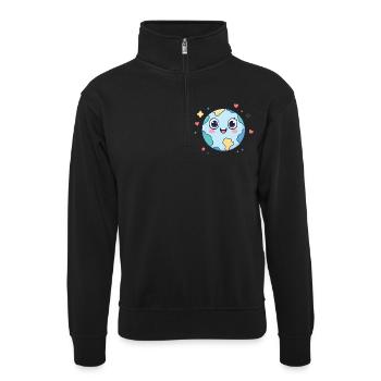 Erde - Unisex Pullover mit Zip-Kragen - Schwarz - Vorne