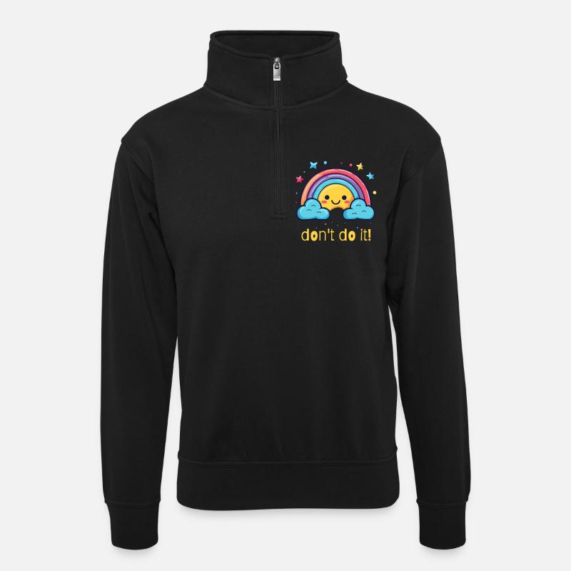 don't do it, happy rainbow - Unisex sweater with zip collar - black