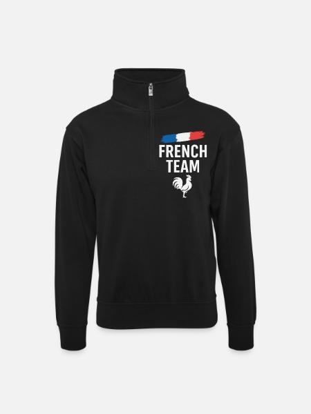 French Team Sport - Unisex sweater with zip collar - black