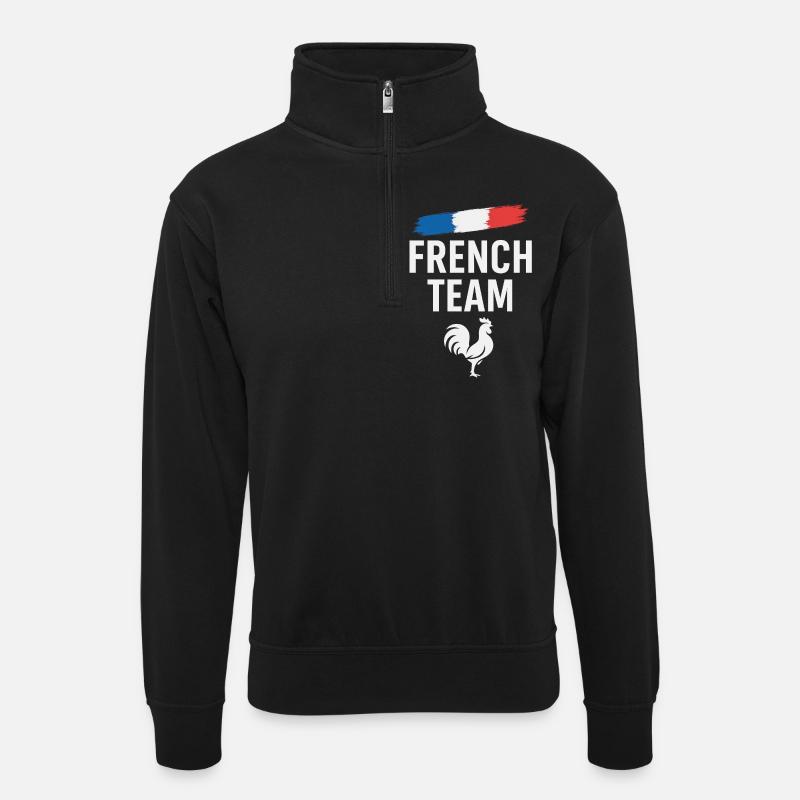Französischer Mannschaftssport - Unisex Pullover mit Zip-Kragen - Schwarz