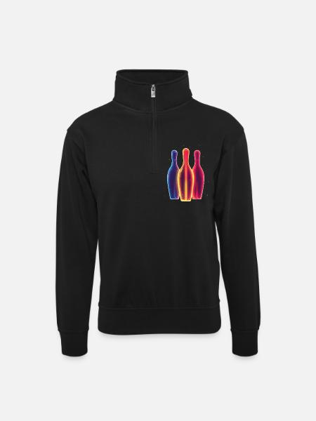 90s Bowling - Unisex sweater with zip collar - black