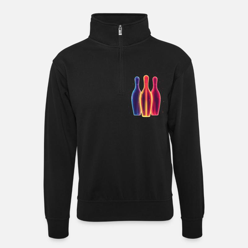 Bowling des années 90 - Sweat col montant zippé unisexe - noir