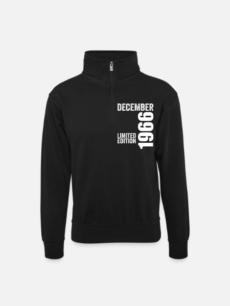 Cadeau Anniversaire Rétro - Décembre 1966 - Sweat col montant zippé unisexe - noir