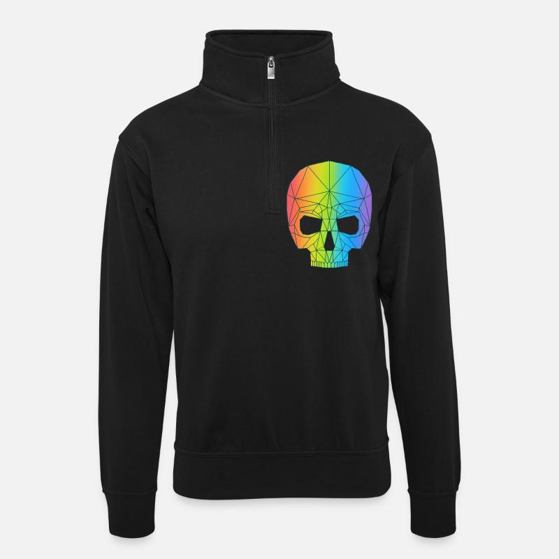 Crâne en couleur - Sweat col montant zippé unisexe - noir