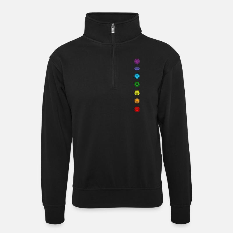 Chakra - Unisex Pullover mit Zip-Kragen - Schwarz