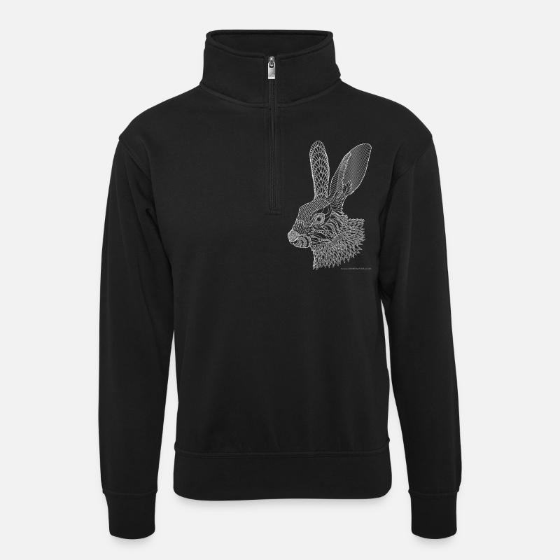Hare - Unisex sweater with zip collar - black