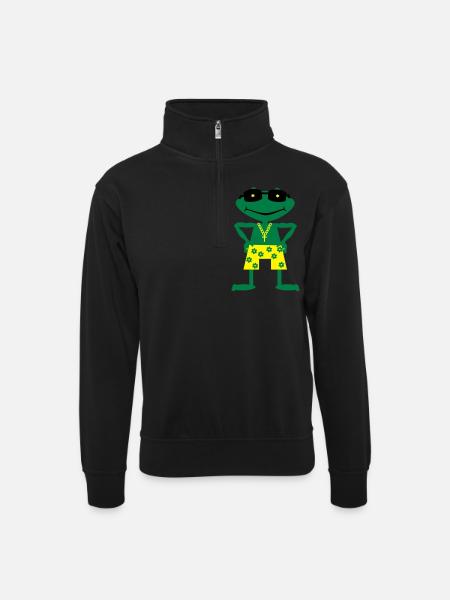 Frog - Unisex sweater with zip collar - black