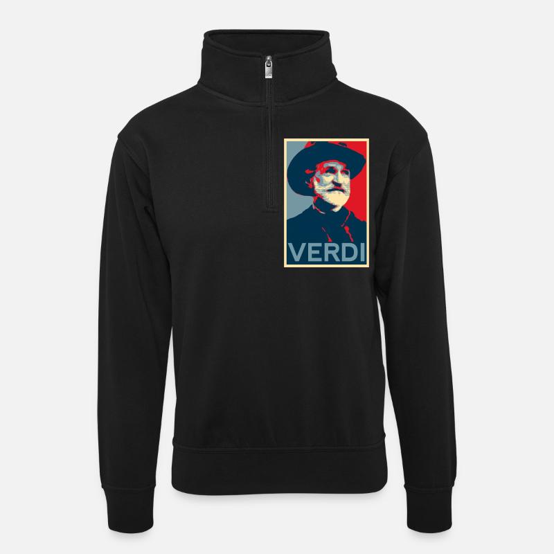 Giuseppe Verdi - Unisex sweater with zip collar - black