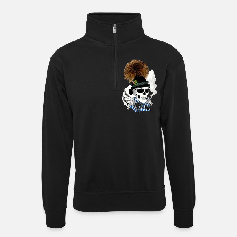 Bayern-skull - Unisex Pullover mit Zip-Kragen - Schwarz