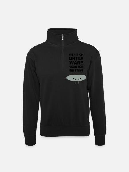 Sei ein Stein! - Unisex Pullover mit Zip-Kragen - Schwarz
