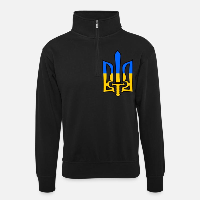 Ukraine - Unisex Pullover mit Zip-Kragen - Schwarz