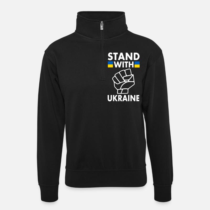 stand with ukraine - Unisex sweater with zip collar - black