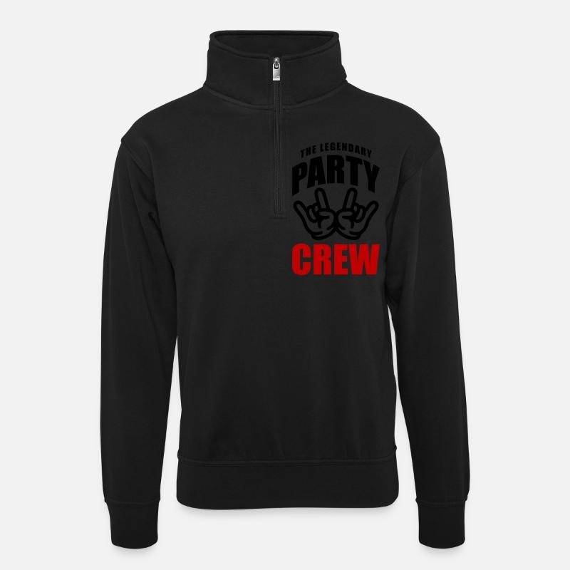 Party Crew Funny - Unisex sweater with zip collar - black