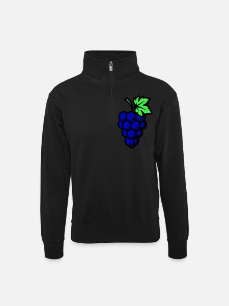 Weintrauben Trauben Obst - Unisex Pullover mit Zip-Kragen - Schwarz