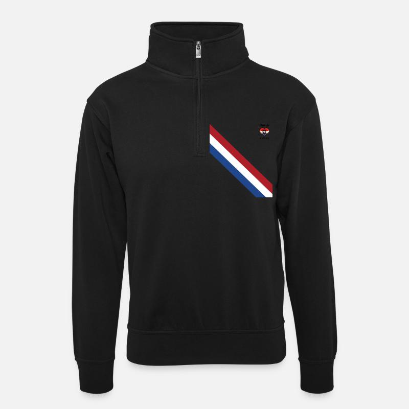 Großer niederländischer Sieg - Unisex Pullover mit Zip-Kragen - Schwarz