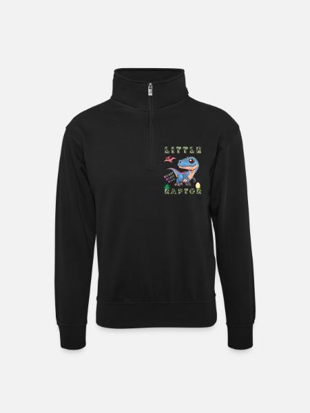 prehistoric dinosaur carnivorous raptor cretaceous - Unisex sweater with zip collar - black