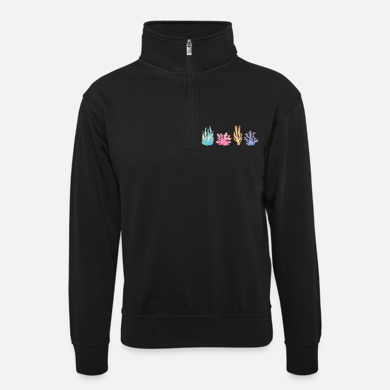 Vibranter Korallenriff - Unisex Pullover mit Zip-Kragen - Schwarz