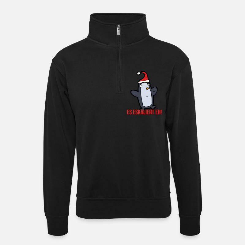 Es eskaliert eh! - Unisex Pullover mit Zip-Kragen - Schwarz