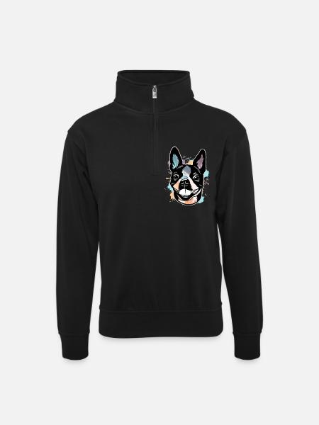 Boston Terrier - Sweat col montant zippé unisexe - noir
