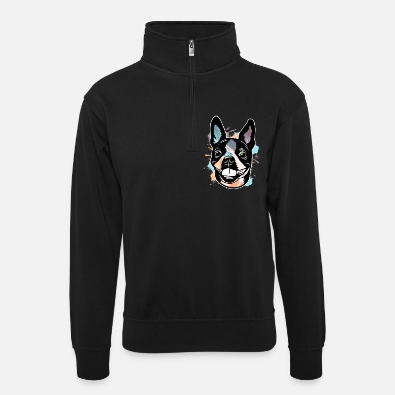 Boston Terrier - Sweat col montant zippé unisexe - noir