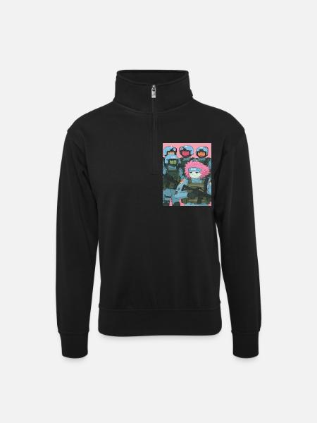 Cartoon Troop Parody - Unisex sweater with zip collar - black