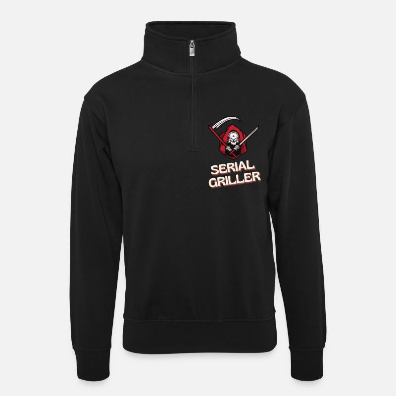Seriengriller - Unisex Pullover mit Zip-Kragen - Schwarz