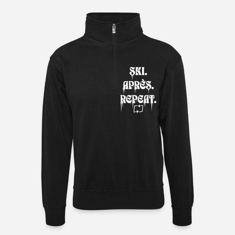 Ski Après Repeat - Unisex sweater with zip collar - black
