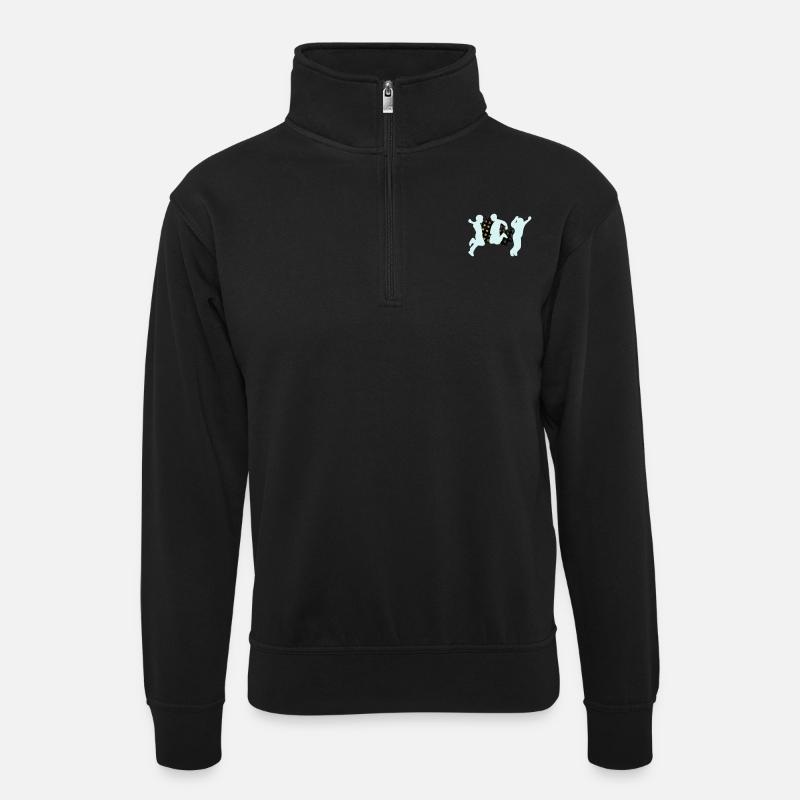 menschenspringen - Unisex Pullover mit Zip-Kragen - Schwarz