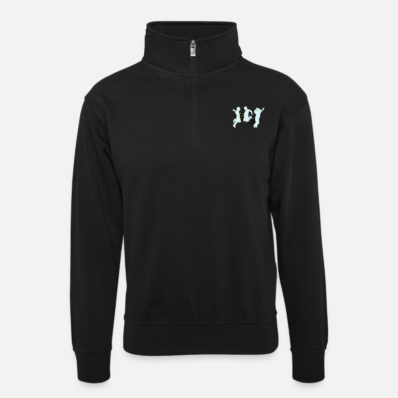 menschenspringen - Unisex Pullover mit Zip-Kragen - Schwarz