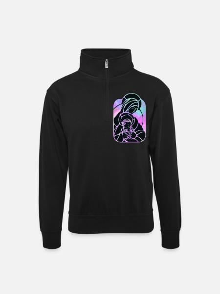 Christentum - Unisex Pullover mit Zip-Kragen - Schwarz