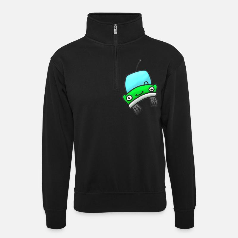 Auto grün - Unisex Pullover mit Zip-Kragen - Schwarz
