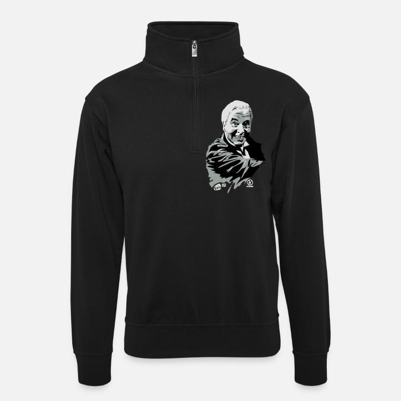 Dinner for one - Unisex sweater with zip collar - black