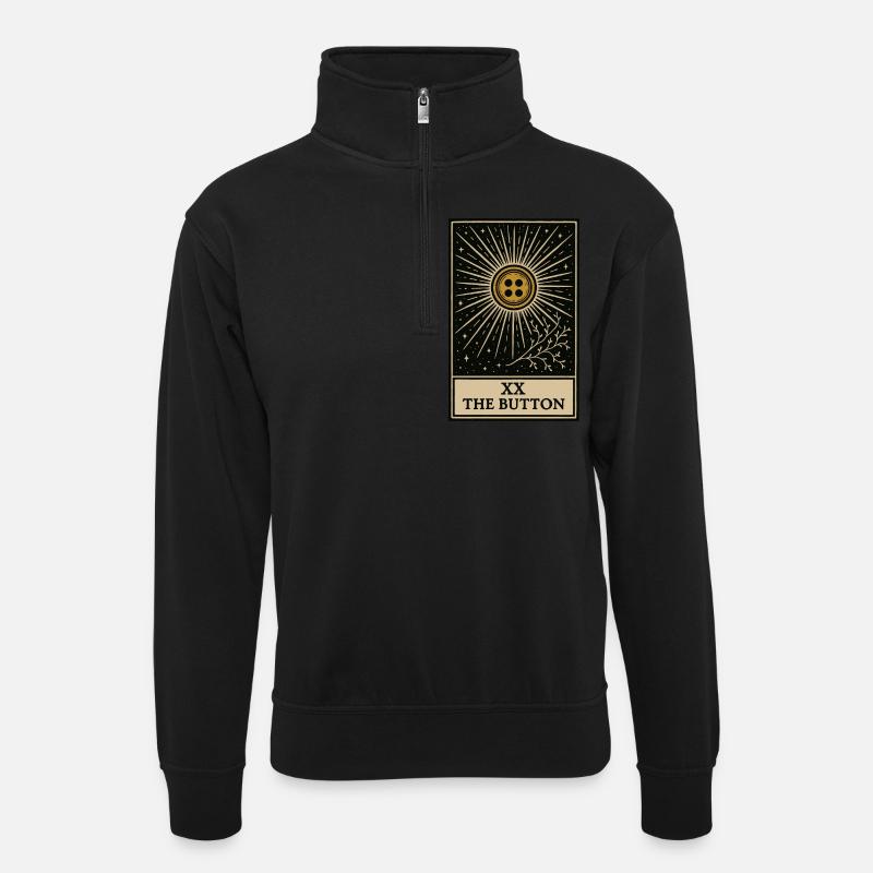 Tarot : le bouton sacré cousu - Sweat col montant zippé unisexe - noir