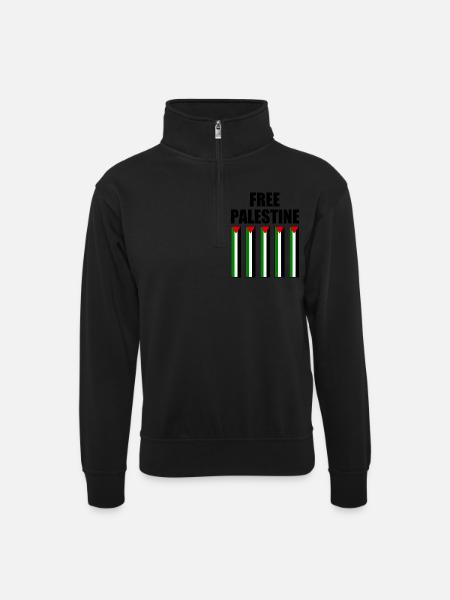 Free palestine - Unisex sweater with zip collar - black