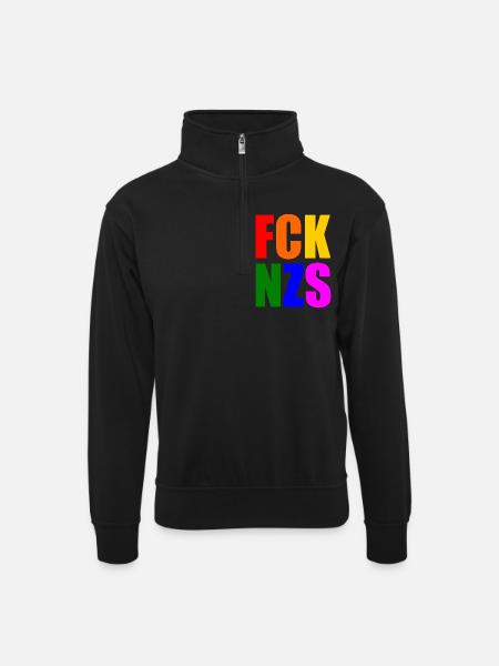 Fck nzs - Unisex sweater with zip collar - black