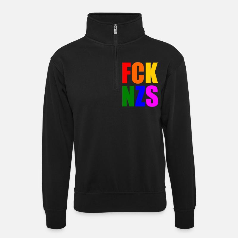 Fck nzs - Unisex sweater with zip collar - black