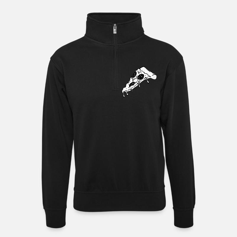 Pizza - Unisex sweater with zip collar - black