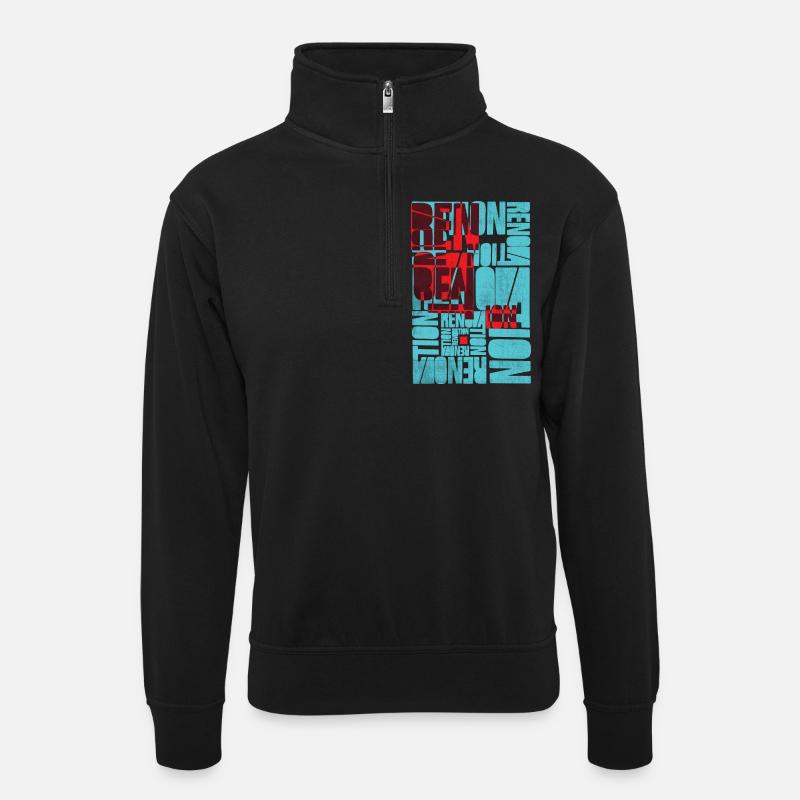 shirt,design,t-shirt - Unisex Pullover mit Zip-Kragen - Schwarz