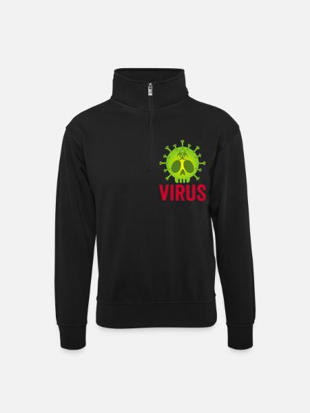 Skull virus - Unisex sweater with zip collar - black