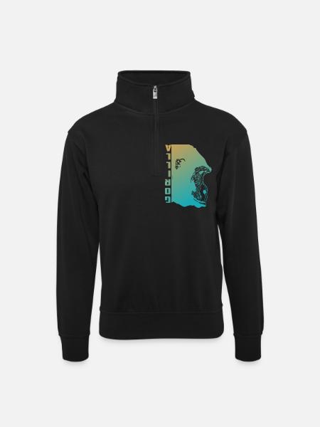 Gorilla Face - Unisex sweater with zip collar - black