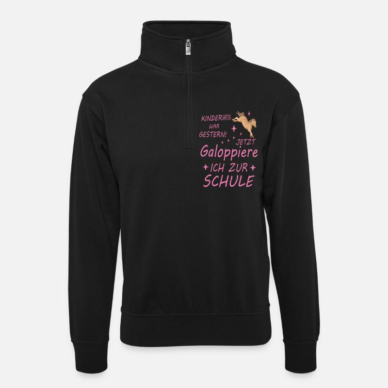 Kindergarten War Gestern - Unisex Pullover mit Zip-Kragen - Schwarz