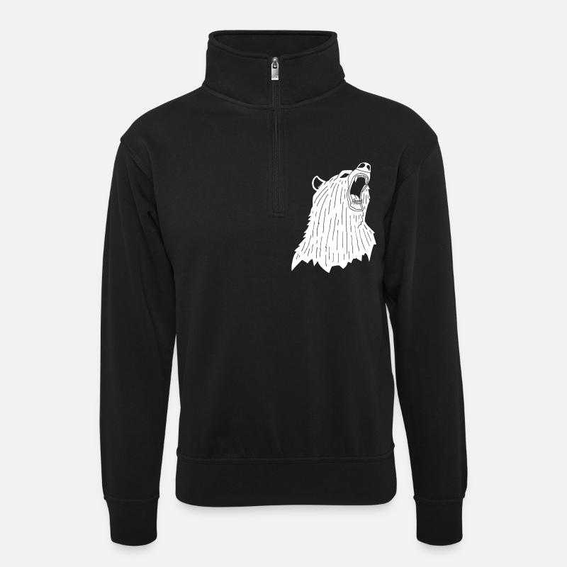 Wütender Eisbär - Unisex Pullover mit Zip-Kragen - Schwarz