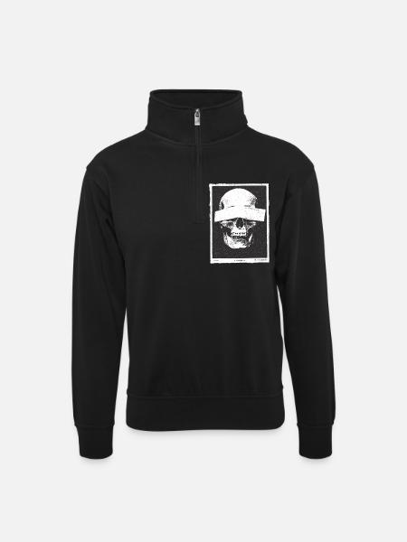 Skull grunge - Unisex sweater with zip collar - black