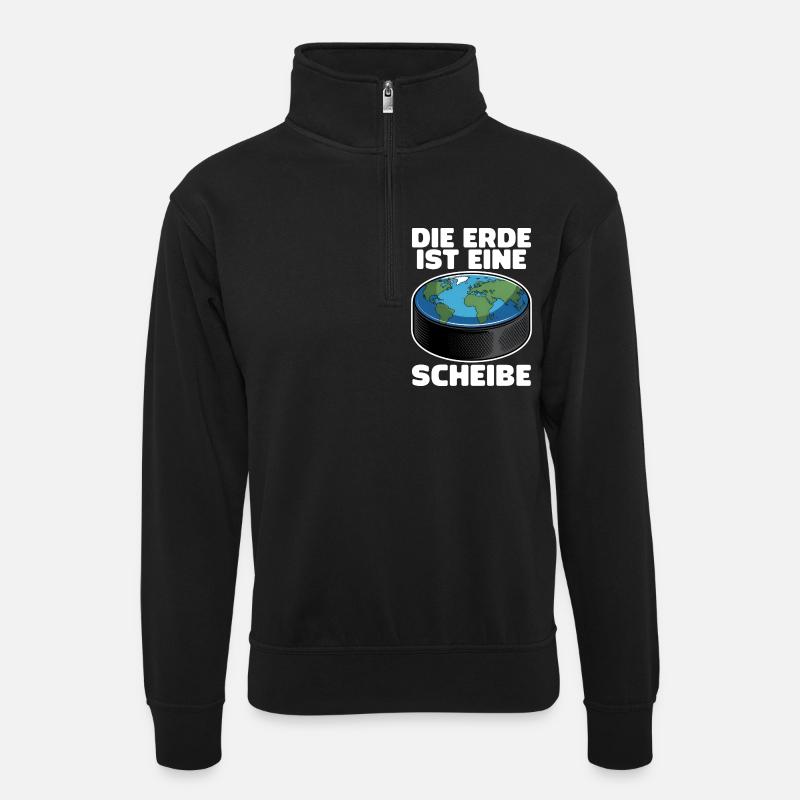 Eishockey Puck Scheibe Eishockeyteam - Unisex Pullover mit Zip-Kragen - Schwarz