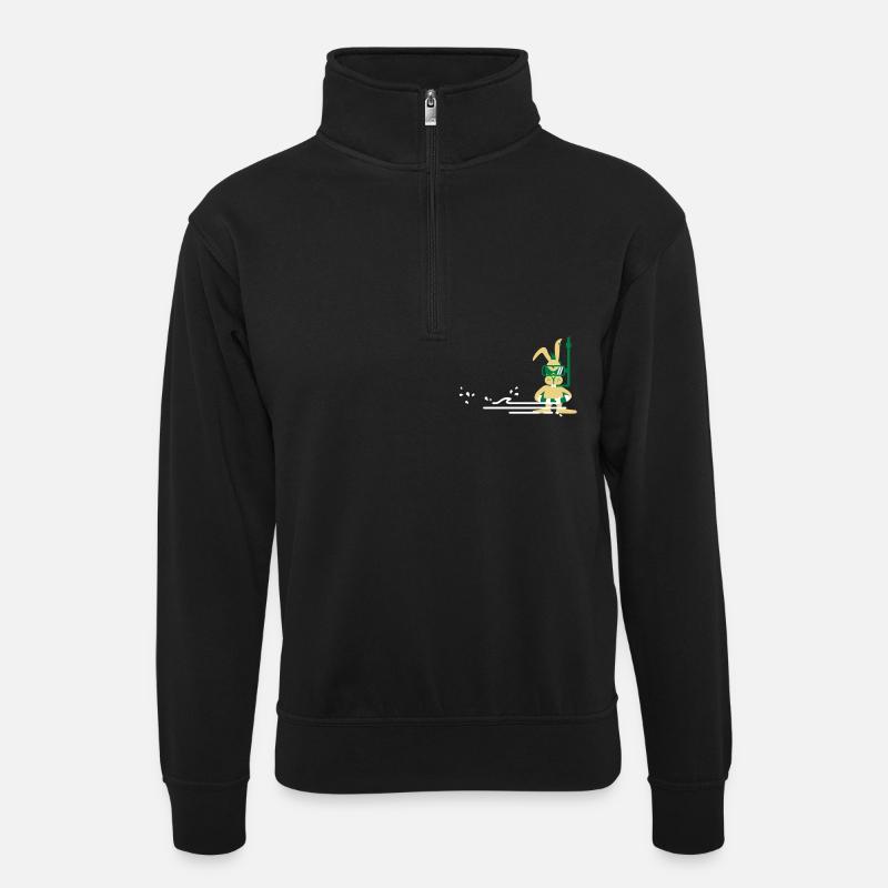 Diver bunny (3c) - Unisex Pullover mit Zip-Kragen - Schwarz