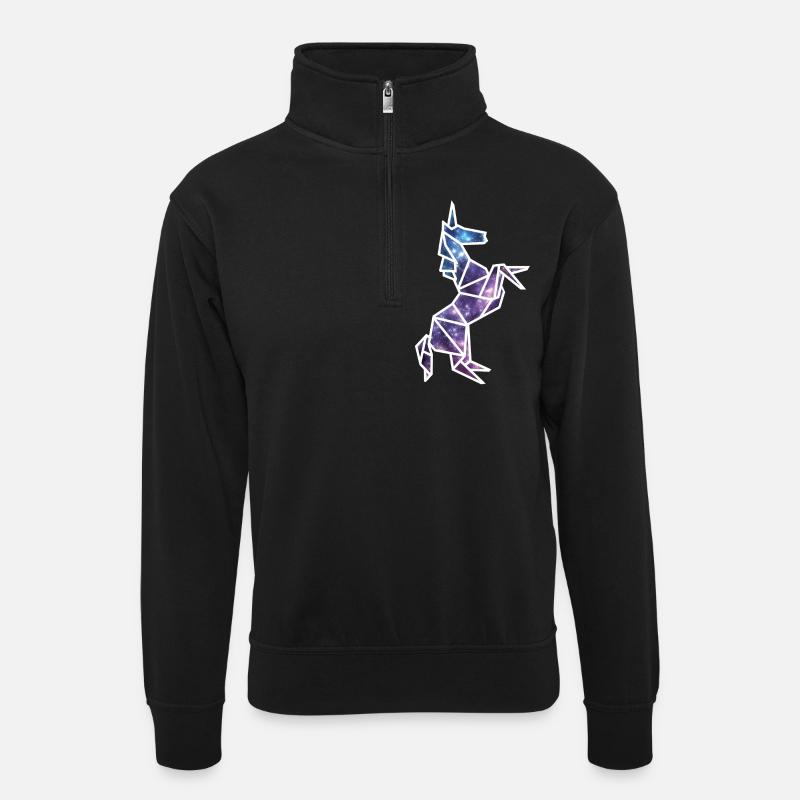 Galaxy Unicorn - Unisex sweater with zip collar - black